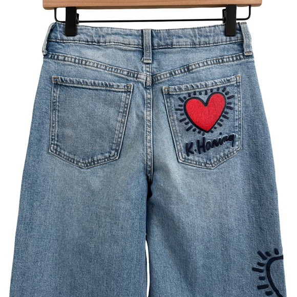 H&M Blue Wide Leg Jeans with Heart Design - Picture 4 of 10